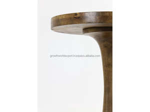 Table d'appoint ronde en bois élégante pour le salon et la chambre à coucher, table d'appoint moderne en bois massif, table d'appoint classique sur piétement - Product Image 3