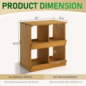 Nidi per Galline e Anatre, Casetta in Legno per Deposizione Uova con 4 Scomparti, Gabbia per Animali Gialla - Product Image 3