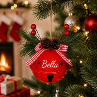 Ornement de cloche de Noël personnalisé, décoration suspendue, nom personnalisé, cloche en métal pour la décoration de l'arbre de Noël