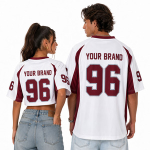 Maillot de football américain unisexe personnalisé avec sublimation de numéros, coupe courte et oversize, vente en gros, service OEM de logo personnalisé, T-shirts - Product Image 3