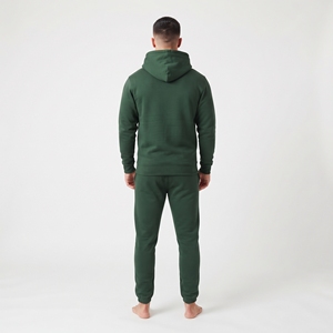 Ensemble sweat à capuche et jogging en coton épais pour homme, personnalisable avec logo, deux pièces, fermeture éclair, couleur unie, molletonné, tenue de sport - Product Image 2