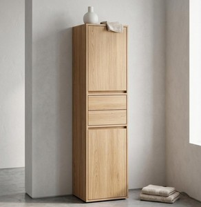 Armoire de rangement de salle de bain en bois durable, 3 étagères, 2 tiroirs, design minimaliste, organisateur mural gain de place pour hôtel - Product Image 2