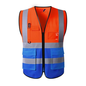 Gilet de sécurité industriel haut de gamme avec bande réfléchissante argentée, fermeture éclair avant, style OEKO-TEX, polyester, haute visibilité - Product Image 2