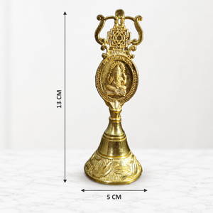 Brass Lakshmi Ganesh Temple Bell for Pooja and Religious Worship Hindu Prayer <b>Mandir</b> Ghanti Traditional Brass Hanging Bell for - Product Image 3