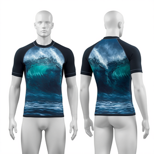Chemise de compression anti-UV pour homme Ocean Wave avec protection antibactérienne et séchage rapide - Product Image 1