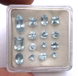Lot de pierres précieuses d'aigue-marine naturelle, formes variées, facettées, 3-7 mm, certifiées IGI, pour la fabrication de bijoux - Product Image 5