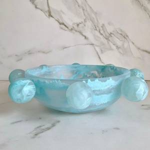 Cuenco de Resina Artesanal con Pedestal, Textura Ónix Azul, Plato para Compota con Base, Exportador al por Mayor, Centro de Mesa Decorativo, Servidor de Ensaladas - Product Image 3