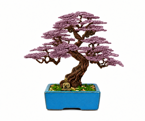 TINH TAN ART - Maceta Rectangular de Porcelana Azul con Estatua de Buda y Bonsái de Madera de Arce Hecho a Mano con Alambre de Aluminio, 22 cm, Duradera y Atractiva - Product Image 3
