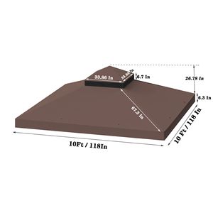 Cubierta de Repuesto para Gazebo de Dos Niveles de 10x10 Pies, para Exteriores, Solo la Cubierta Superior, Compatible con Pergolas y Gazebos Existentes - Product Image 2