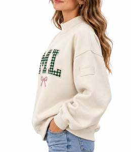 Sweat-shirt d'hiver pour femme à col montant, avec logo personnalisé, appliqué et brodé, col côtelé, coupe décontractée et oversize - Product Image 2
