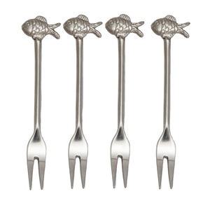 Fourchette de service à fruits en acier inoxydable, jouet en forme de poisson poli argent Design de fin de cuisine, coffret cadeau, fourchette à fruits en acier inoxydable Royal - Product Image 1