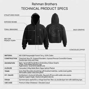 Sudadera con Capucha de Felpa Francesa de 480 g/m² para Hombre, Estilo Urbano Minimalista, Doble Capa, Corte Cuadrado, con Cierre, Hecha a Medida para Tallas Grandes - Product Image 5