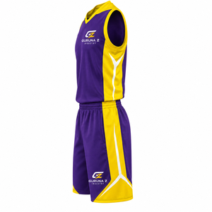 Conjunto de Uniforme de Baloncesto GURUNA Z INDUSTRY, Diseño Sólido, Impresión por Transferencia de Calor, Transpirable, Absorbe la Humedad, 100% Poliéster, Deportivo - Product Image 2