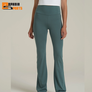 Best Quality Fashion Style Women's Mid Waist Polyester / Cotton <b>Leggings</b> Sportswear High Workout Breathable Women Flared <b>Legging</b> - Product Image 1