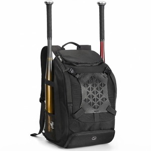 Sac à dos de baseball blanc, rouge et bleu marine avec poches latérales pour bâtons, compartiment avant zippé, capacité 30-40L, en nylon - Product Image 4