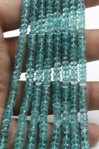 Perles Rondelle à Facettes Apatite Ciel Naturelle 4-5.5mm Perles Apatite Bleue - Product Image 2