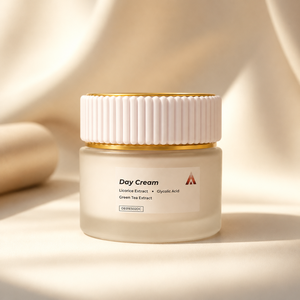 Crema de Día con Ácido Glicólico, Extracto de Regaliz y Extracto de Té Verde - Hidratante con Ácido Hialurónico para Todo Tipo de Piel - Product Image 1