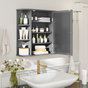 Armadietto a Specchio da Bagno a Parete con Ripiani Portaoggetti, Specchi da Bagno Pratici - Product Image 2