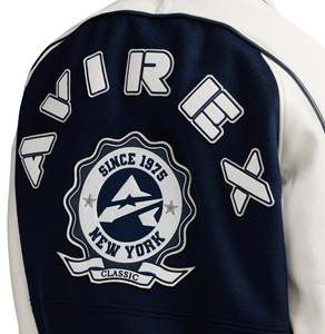 Avirex Fashion Cream Bomber <b>Jacket</b> With Embroidered Patch Front Zipper Casual Style Autumn Wear Tan Leather Tribute to Warmth - Product Image 3