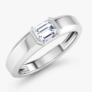 Anillo de Compromiso de Diamantes con Corte Esmeralda en Oro Blanco para Mujer, Engaste de Tensión, Estilo Clásico, Diseño Geométrico - Product Image 6
