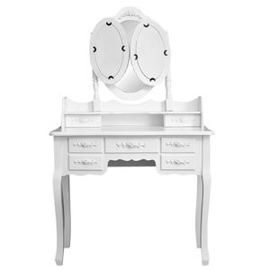 Modern White RT <b>Dressing</b> Table with 3 Foldable Mirrors and 7 Drawers LED Features MDF Wood Material for Home or Hotel Use - Product Image 4