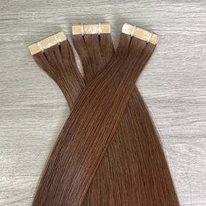 Precio de fábrica 100% Virgen cruda vietnamita Trama humana encaje peluca hueso cinta recta Color marrón Super doble extensiones de cabello dibujado - Product Image 4