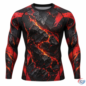 Haut de compression sublimé à manches longues pour homme, personnalisé, pour MMA, BJJ No-Gi et grappling, modèle Magma Shard Impact, fabricant - Product Image 4