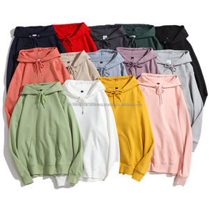 Automne hiver personnalisé 300g à la mode solide hommes sweats à capuche impression Logo blanc lâche coton polaire hommes sweats à capuche et sweat-shirts unisexe - Product Image 1