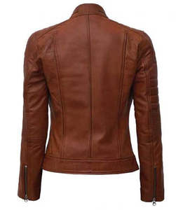 แจ็คเก็ตหนังผู้หญิงดีไซน์เฉพาะตัว แจ็คเก็ตหนังแฟชั่นสั่งทำพิเศษ แจ็คเก็ตมอเตอร์ไซค์คุณภาพสูงสำหรับผู้หญิง - Product Image 4