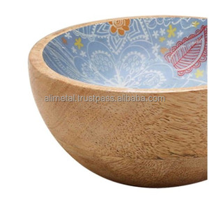 Customization Hand Crafted <b>Enamel</b> Mango Wood <b>Bowl</b> for multipurpose use and with Absolutist best quality - Product Image 2