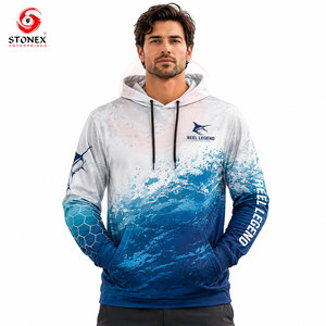 Sweat à capuche de pêche pour homme, respirant, grande taille, UPF 50, polyester/coton, personnalisable, séchage rapide, évacuation de l'humidité - Product Image 1