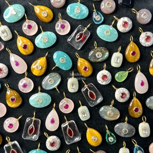 <b>Top</b> Selling Natural Gemstone Pendant with Gemstone Inlay in 925 Sterling Silver Nice Quality Handmade <b>Crystal</b> Charms Mix Stones - Product Image 4