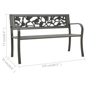 Banc de jardin 3 places en acier gris thermolaqué, bancs de patio - Product Image 6