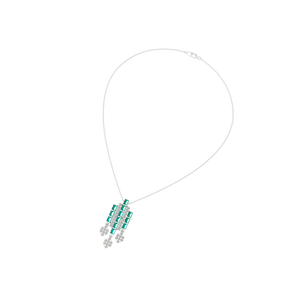 925 Sterling <b>Silver</b> White Gold Pendant Natural <b>Emerald</b> Gemstone Diamond Baguette 16-Inch Chain Fine Pendants Charms for Women - Product Image 4