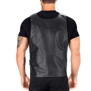 Gilet en cuir véritable sans manches élégant pour homme, gilet de motard respirant et antibactérien pour homme - Product Image 2