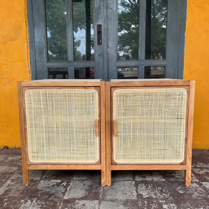 Solid Teak Wood <b>Bedside</b> <b>Table</b> Commercial Hotel Nightstand with Rattan for Luxury Resort Hospitality Project Bedroom Furniture - Product Image 6