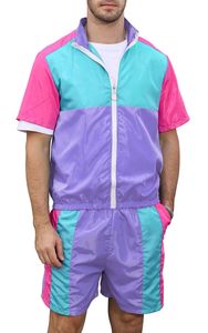 Conjunto Deportivo de Manga Corta para Hombre, Color Morado y Rosa, de Secado Rápido, Ligero, de Poliéster, Estilo Deportivo Informal para Verano, Corte Regular - Product Image 6