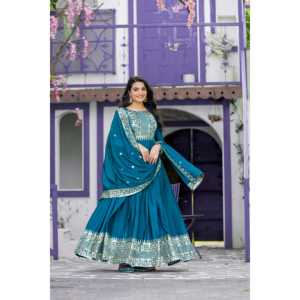 Robe de soirée de travail à broderie lourde Robe de soirée avec Dupatta - Product Image 6