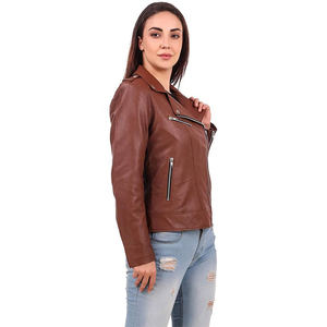 Chaqueta de Cuero para Mujer al por Mayor, Chaqueta de Cuero de Manga Larga, Chaqueta Sólida para Mujer, Diseño OEM con Logotipo, Chaquetas de Cuero Transpirables para Mujer - Product Image 1