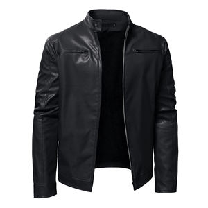 Veste de moto pour homme en cuir PU, veste en cuir véritable de haute qualité, épaisse et tendance pour l'hiver, fabrication de qualité supérieure - Product Image 1