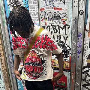 T-shirt streetwear personnalisé en polyester/coton épais blanc, impression intégrale, coupe classique, séchage rapide, respirant, écologique, unisexe - Product Image 2