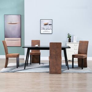 4 chaises de salle à manger en similicuir marron - Product Image 1