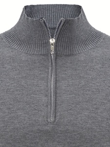 Pull tricoté décontracté pour homme, fermeture éclair, matière douce et chaude, manches longues, coupe ajustée élégante, tricot confortable pour un usage quotidien - Product Image 3
