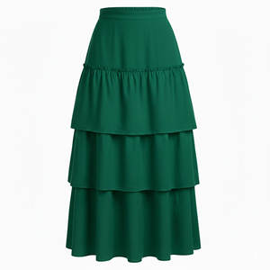 Falda Midi Tipo A para Mujer, Verano 2025, Casual, Elegante, Transpirable, Estiliza, Poliéster/Algodón, Venta al Por Mayor - Product Image 1