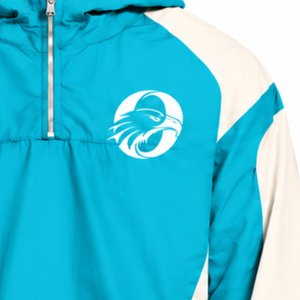 Mens Cyan Two Tone Windbreaker <b>Hoodie</b> <b>Lightweight</b> Quarter Zip Pullover Casual Running Travel Outdoor Athletic Jacket - Product Image 5