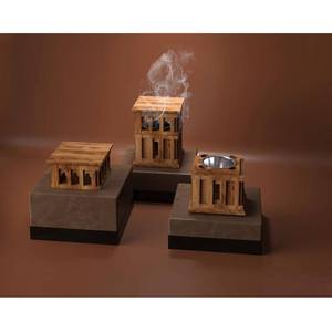 Brûleur à Bakhoor en bois architectural, design en treillis à deux étages, Mabkhara sculpturale en bois, encensoir pour Oud et encens. - Product Image 5