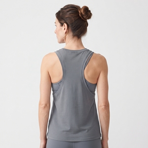 Top Deportivo Corto para Mujer, Ajustado, Sin Mangas, Gris, con Abertura en el Hombro, para Gimnasio, Fitness, Ejercicio y Deportes - Product Image 2