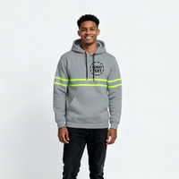 Sweat à capuche gris haute visibilité pour homme, respirant, séchage rapide, anti-rétrécissement, grande taille, avec bandes réfléchissantes, vêtement de travail de sécurité