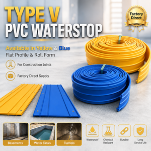 Tensile ≥12-18 MPa Virgin PVC Resin Construction Joint Waterstop Sofuco SF-V150-ST for Residential Basement <b>Waterproofing</b> Orders - Product Image 1
