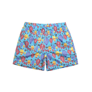 Men's Blue Geometric Print Breathable Quick Dry Polyester Casual Beach Shorts Mid Waist Drawstring Swim Trunks - Product Image 1